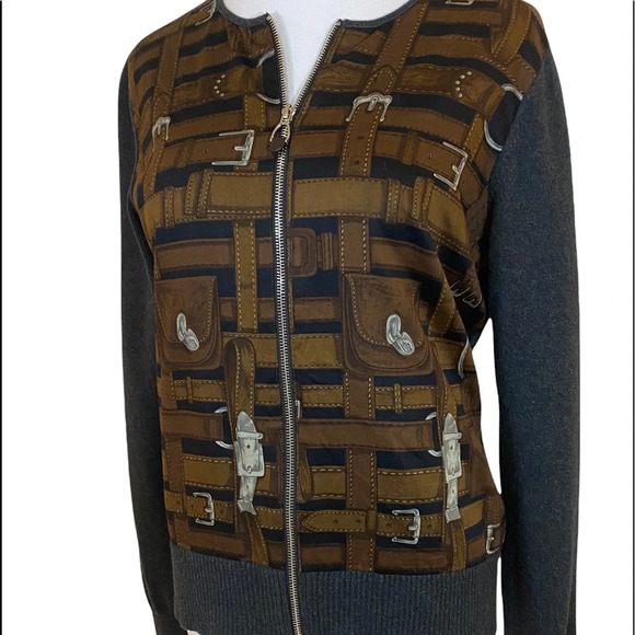 RARE Lauren Ralph Lauren Cotton / Cashmere Printed Bridle & Horsebit Car… - Picture 2 of 6